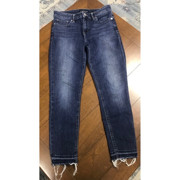 Lucky Brand Denim - Lucky Brand Ava Skinny Jeans Dark‎ Wash Frayed Hem Distressed Size 6 28